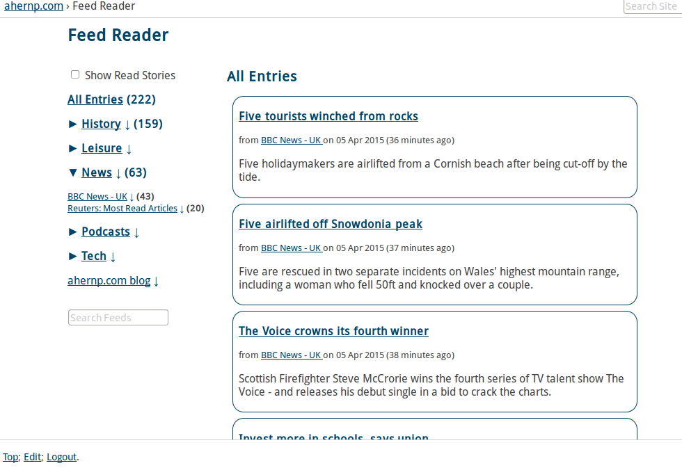 sample feedreader output